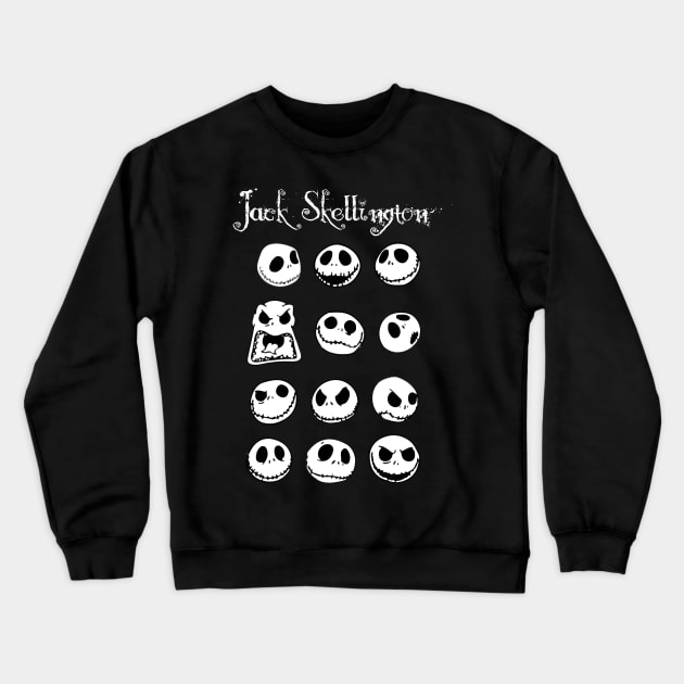 Jack Skeleton Face Moods Funny Crewneck Sweatshirt by Prolifictees